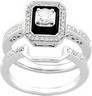 Onyx/Diamond Bridal 1/2 carat TW Engagement Ring with 1/10 carat TW Matching Band | SKU 64655