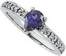 Chatham Created Alexandrite and Diamond Ring 7 x 5mm .1 CTW Ref 988673