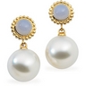 South Sea Pearl and Genuine Chalcedony Earrings 12mm Fine Near Ref 740444