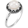 Freshwater Pearl and Black White Diamond Ring Ref 151291