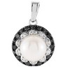 Freshwater Pearl and Black White Diamond Pendant Ref 161073
