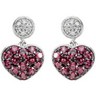 Genuine Brazilian Garnet and Diamond Heart Earrings Ref 610012
