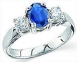 Platinum 7x5 Genuine Blue Sapphire & 3/8 Carat TW Diamond Ring | SKU: P-60885