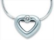 Platinum Diamond Heart Pendant Slide on 18" Diamond-Cut Snake Chain | 1/10 carat | SKU: P-61483