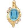 Cabochon Genuine Swiss Blue Topaz & Diamond Pendant | 9 x 7 mm | .04 carat TW | SKU: 60762