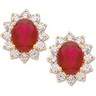 Chatham Ruby and Diamond Earrings | 9 x 7 mm | 1.5 Ct. TW | SKU: 60833