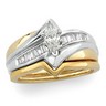 Two Tone Diamond Semi Set Engagement Ring | 1/5 carat TW Baguette Side Diamonds | SKU: 61362