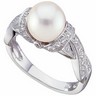 .25 CTW Diamond and 8mm Freshwater Cultured Pearl Ring Ref 279767