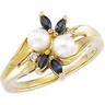 Cultured Pearl, Sapphire and Diamond Ring 4.5mm Ref 986732