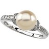 14KW 8mm Freshwater Cultured Pearl and .2 CTW Diamond Ring Ref 588555