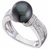 Black Freshwater Cultured Pearl and Diamond Ring 9mm Ref 429596