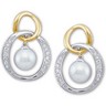 Two-Tone Akoya Pearl and Diamond Earrings | 6.5 mm | 1/6 carat TW | SKU: 64268