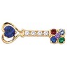 Mother's Key Brooch with Heart & Round Cut Gemstones | SKU: 81614