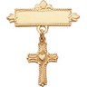 Heavy Cross with Heart Baptismal Pin | 13 x 10 mm | SKU: R16776