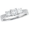 3 Stone Princess Cut Diamond Band 1 CTW Ref 341118