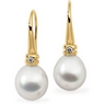 South Sea Pearl and Diamond Earrings 12mm Drop .06 CTW Ref 540414