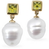 South Sea Circle Pearl and Genuine Periodot Earrings 11mm Ref 431890