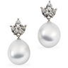 South Sea Pearl and Diamond Earrings 10mm Drop .88 CTW Ref 552707