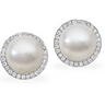South Sea Pearl and Diamond Earrings 13mm Button Full .88 CTW Ref 961146