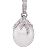South Sea Cultured Pearl and Diamond Pendant 13mm Oval .25 CTW Ref 809015