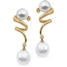 South Sea Pearl and Diamond Earrings 11mm Fine Drop .06 CTW Ref 772490