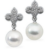 South Sea Pearl and Diamond Fleur de Lis Earrings .5 CTW Ref 673744