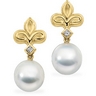South Sea Pearl and Diamond Fleur de Lis Earrings .17 CTW Ref 873067