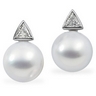 South Sea Pearl and Diamond Earrings 12mm Full Button .5 CTW Ref 455659