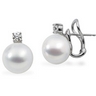 South Sea Pearl and Diamond Earrings 12mm Full Button .5 CTW Ref 244196