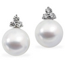 South Sea Pearl and Diamond Earrings 12mm Full Button .38 CTW Ref 252131