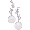 South Sea Pearl and Diamond Earrings 12mm Round 1.38 CTW Ref 301260