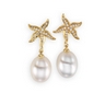 South Sea Pearl and Diamond Earrings 11mm Fine Drop .38 CTW Ref 120208