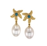 South Sea Pearl and Genuine Turquoise Earrings 11mm Fine Drop Ref 899967