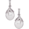 South Sea Pearl and Diamond Earrings 12mm Oval .5 CTW Ref 164797