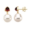 South Sea Circle Pearl and Rhodolite Garnet Earrings 11mm Circle Ref 494528