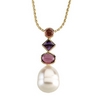 South Sea Circle Pearl and Multicolor Gemstone Pendant Ref 939146