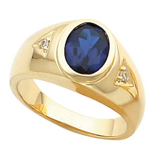 Gents Oval Color Stone Belcher Ring