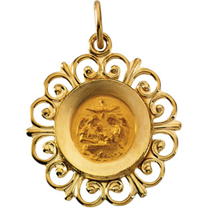 Round Baptism Pendant Medal SKU R41509