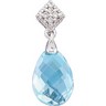 Genuine Swiss Blue Topaz and Diamond Pendant | 12 x 8 mm | .04 carat TW | SKU: 64573