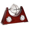 60mm Crystal/Rosewood Cradle with Clock and Thermometer | SKU: 65-1019